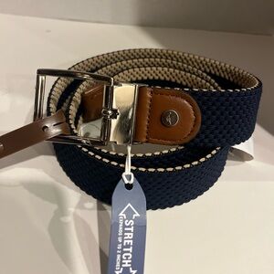 -NWT Tommy Bahama Men's Navy and Tan Reversible Stretch Belt- Large (38-40)